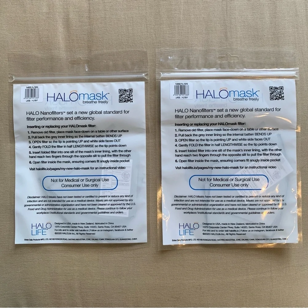 HaloMask NanoFilter Replacement - Size‎ Large - Sealed - Lot of 6 Filters NEW